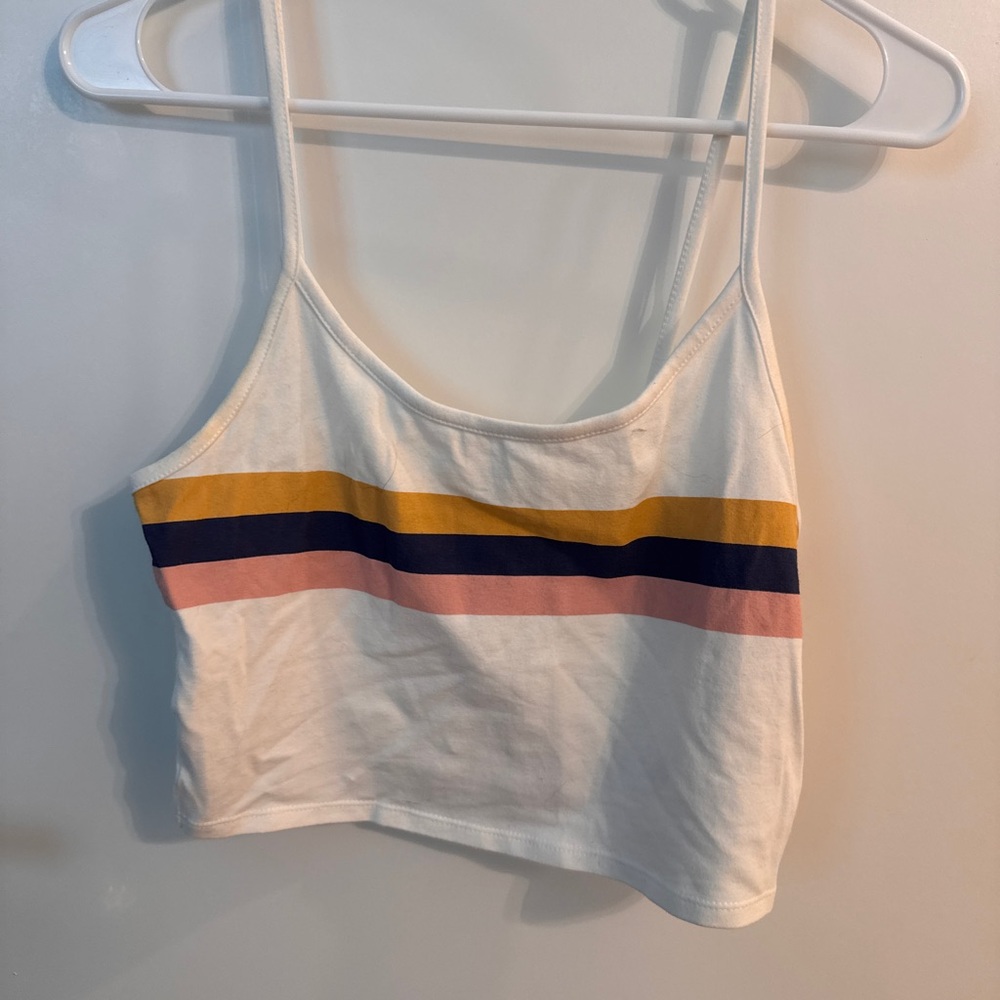 American Eagle Outfitters White Tank Top with Stripes